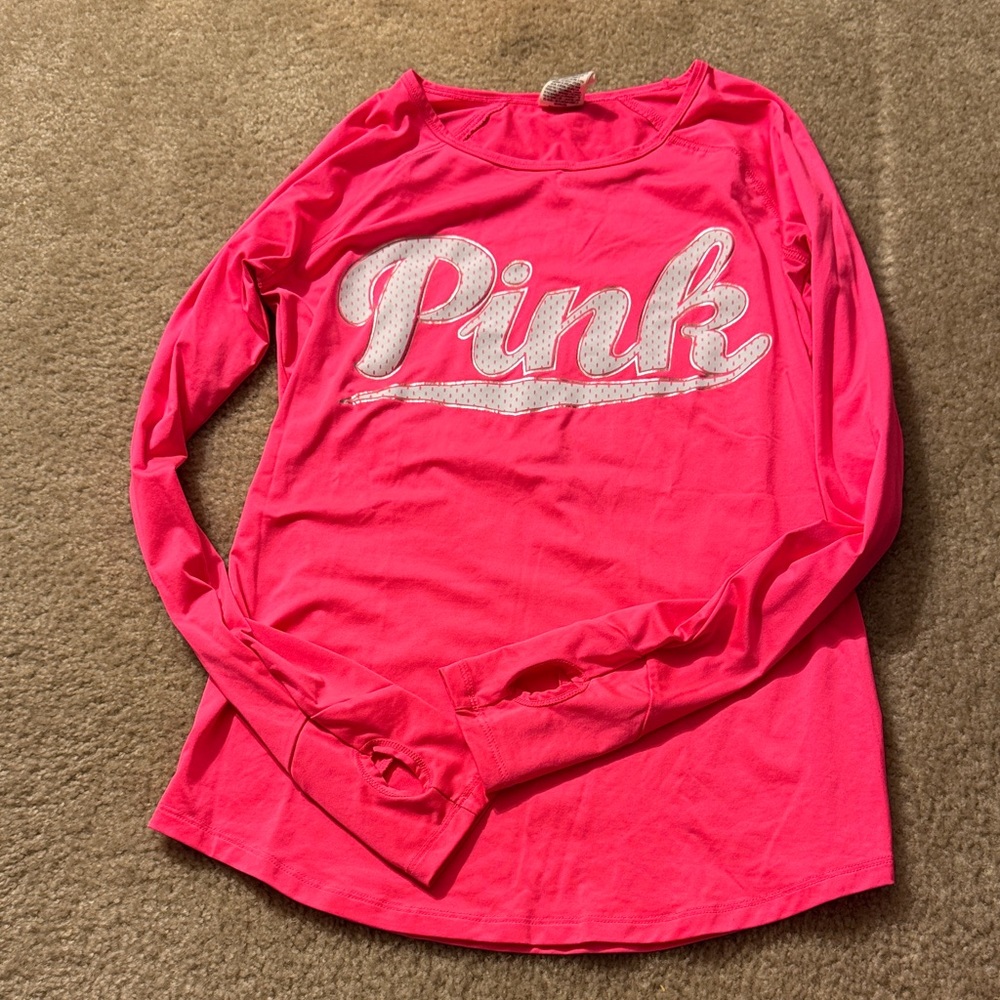 PINK Victoria's Secret Hot Pink Long Sleeve Tee